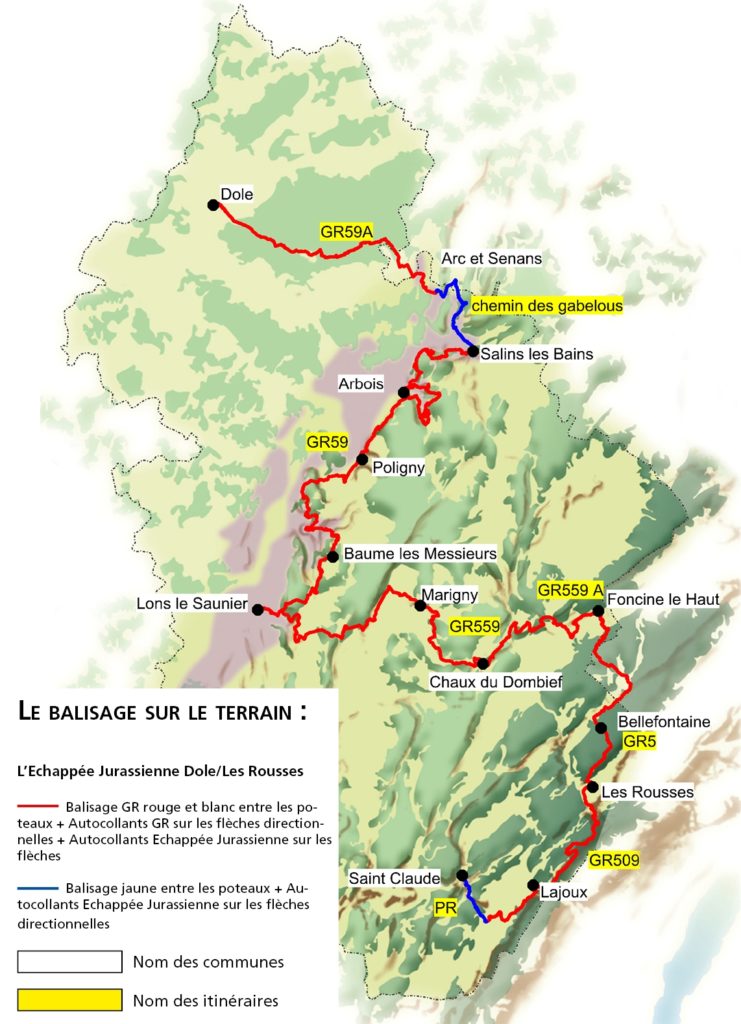 Carte balisage Échappée Jurassienne