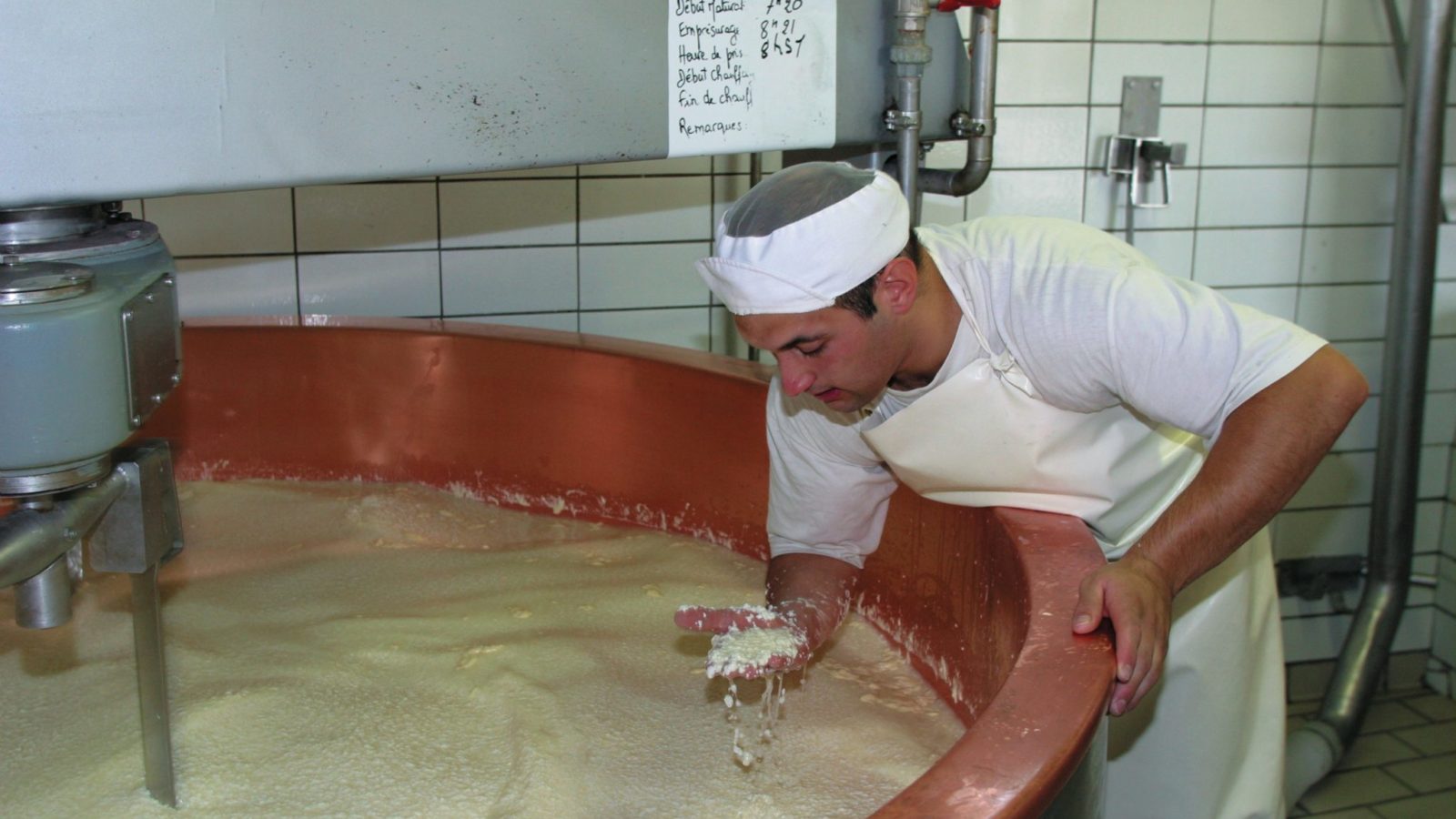 Préparation du caillé à la Fruitière d'Arbois