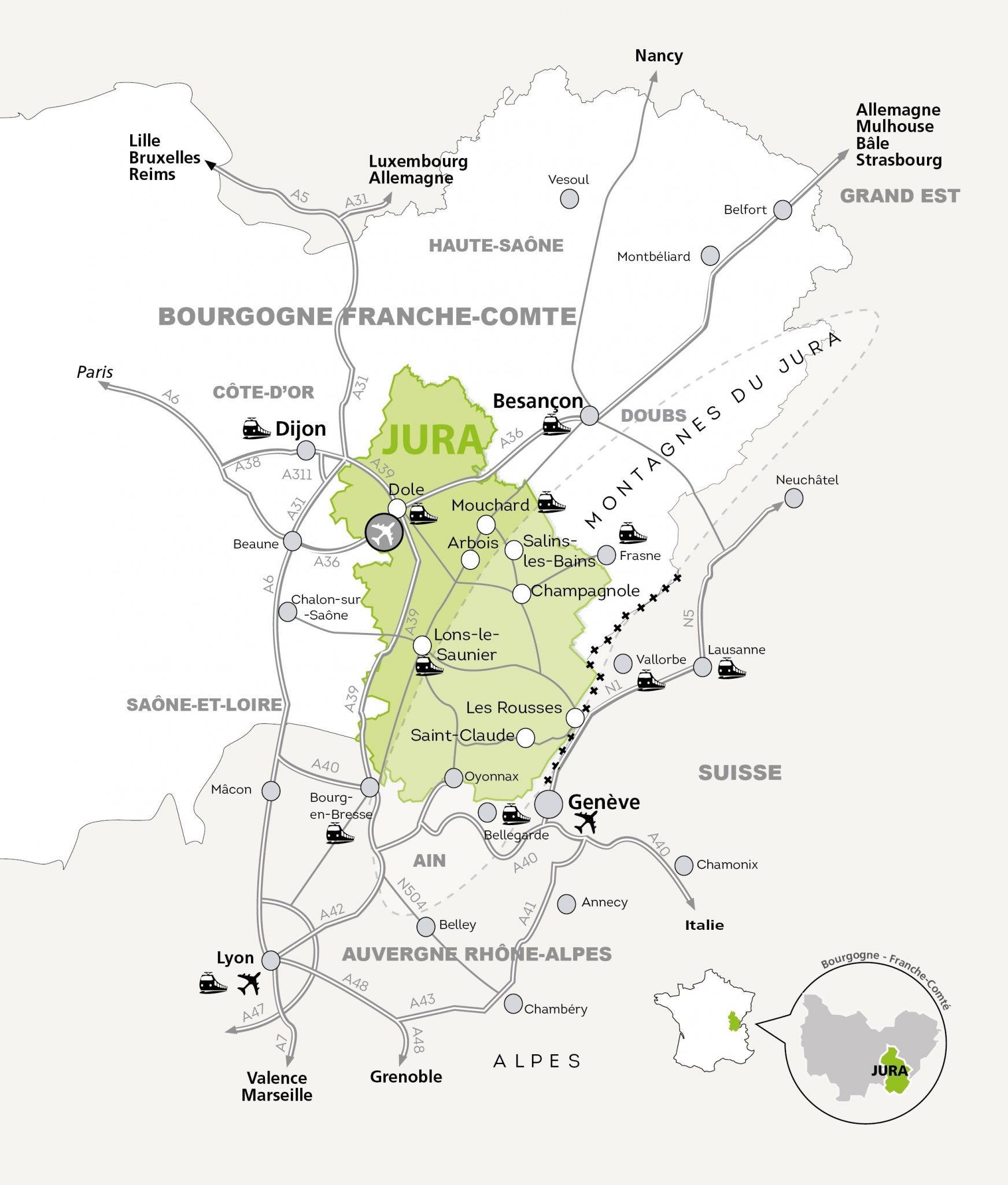 carte département du jura