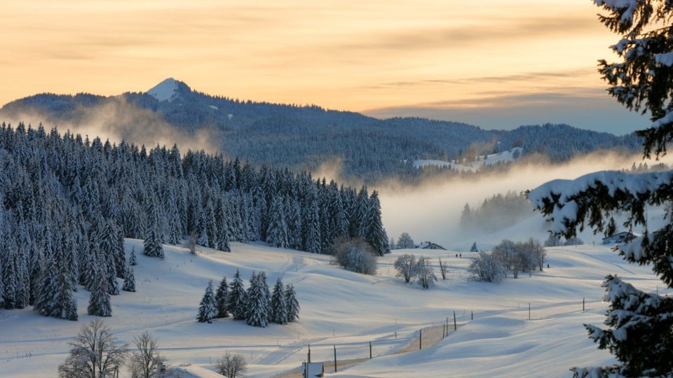 Paysage des Hautes-Combes enneigé
