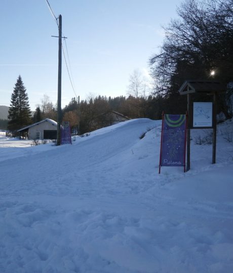 Piste damée pour piétons – Les rochats – rouge