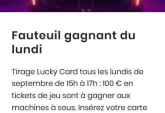 Fauteuil gagnant du lundi