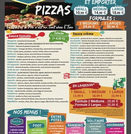 Carte Pizza L&rsquo;two