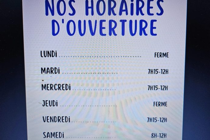 Horaires d&rsquo;ouverture Boulangerie de l&rsquo;école