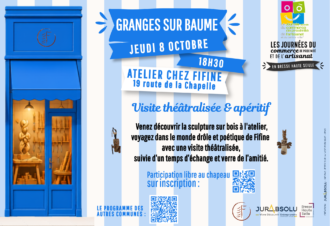 Visite théâtralisée & apéritif à l&rsquo;atelier de Fifine – Sculpture sur bois, Journées du Commerce de Proximité et de l&rsquo;Artisanat