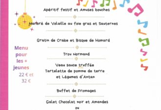 Menu St Sylvestre et soirée dansante