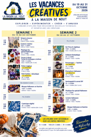 Programme vacances de Toussaint La Maison de Nout