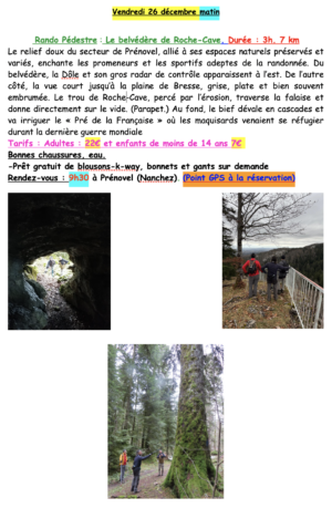 Rando pédestre Belvédère de Roche Cave 26 décembre