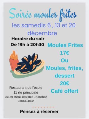 Restau de l’école Moules frites 06 12 2025