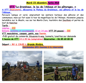 Sortie VTT Lac de l&rsquo;Abbaye mardi 23 PM