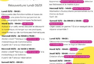 Programmation ateliers Fablab décembre