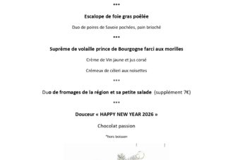 Menu Réveillon du 31 décembre