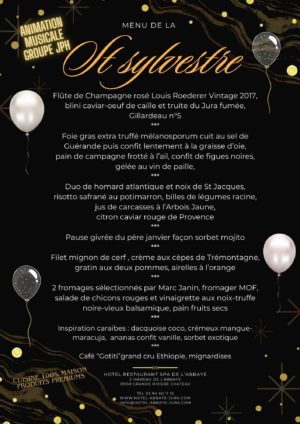 menu st sylvestre 2025 – hotel de l’abbaye